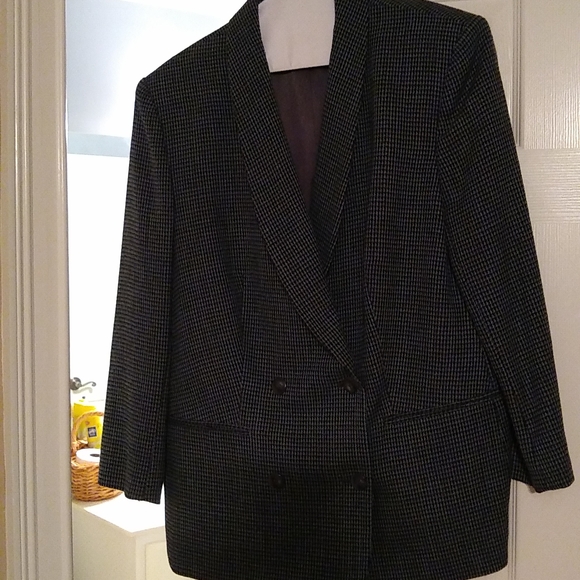 Blue, gray, black double breasted wool jacket - Picture 4 of 12
